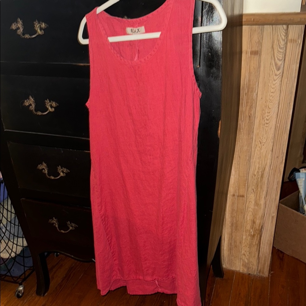 Flax Red Sleeveless Midi Sundress